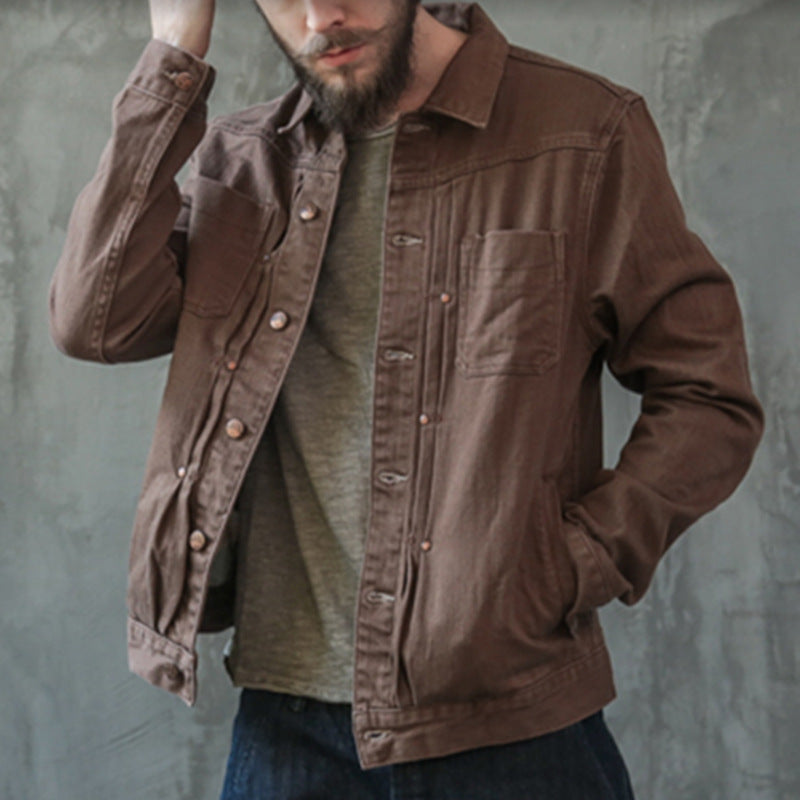 Men's American Retro Canvas Slim Denim Duster Jacket