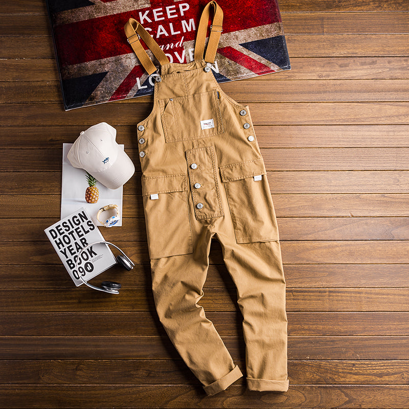 90s Vintage Casual Multi-Pocket Streetwear Jumpsuits Jogger Suspender Cargo Bib Workwear Unisex Overalls