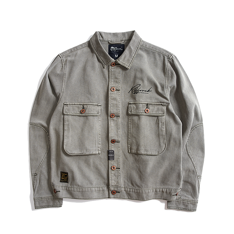 American Retro Washed Distressed Casual Cargo Jacket