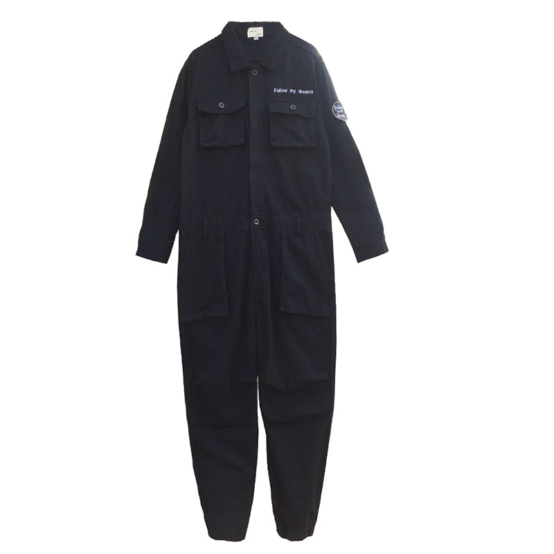 Men's Retro Casual Beamed Jumpsuit Strap Trousers Multi-pocket Loose Tooling Overalls