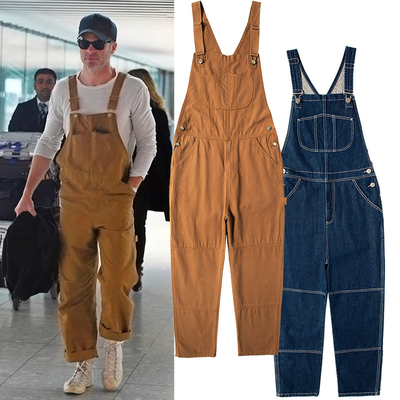 PLus Size Mens Loose Fit Washed Duck Insulated Work Bib Overall