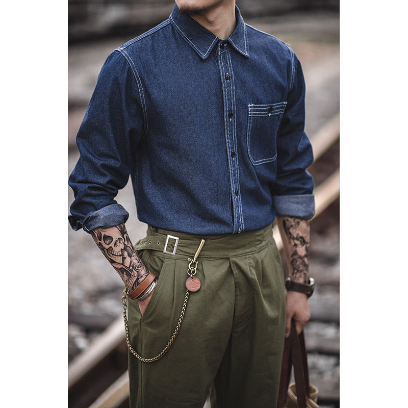 Retro Denim Shirt Long-sleeved Shirt