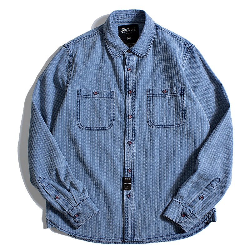 Men's Vintage Distressed Denim Shirt