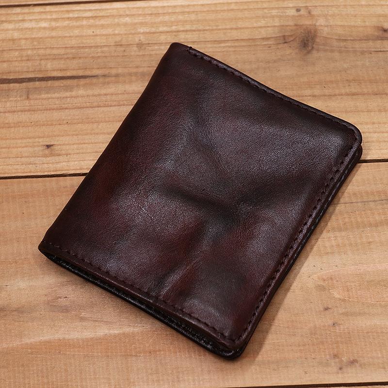 Mens Handmade Distressed Bifold Soft Wallet