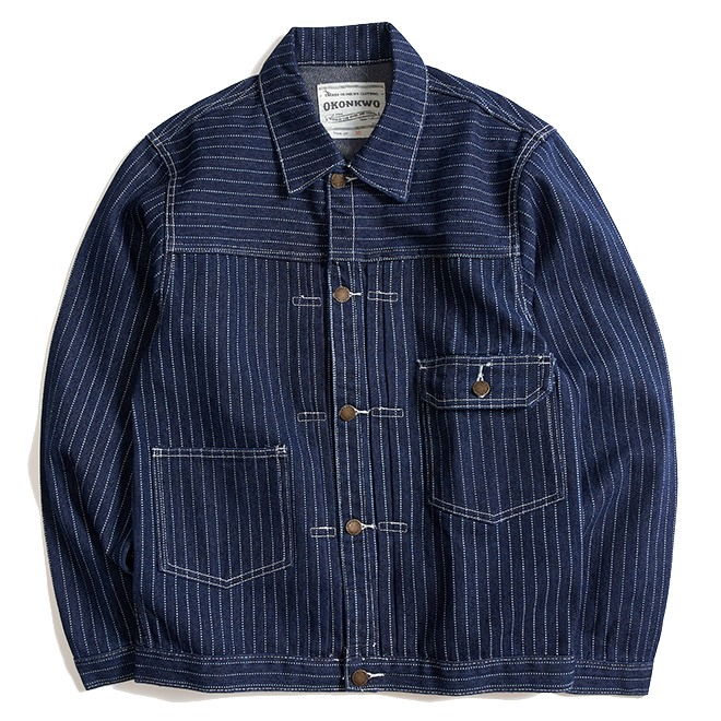 Men's Striped Denim Jackets Wide-leg Striped Pants