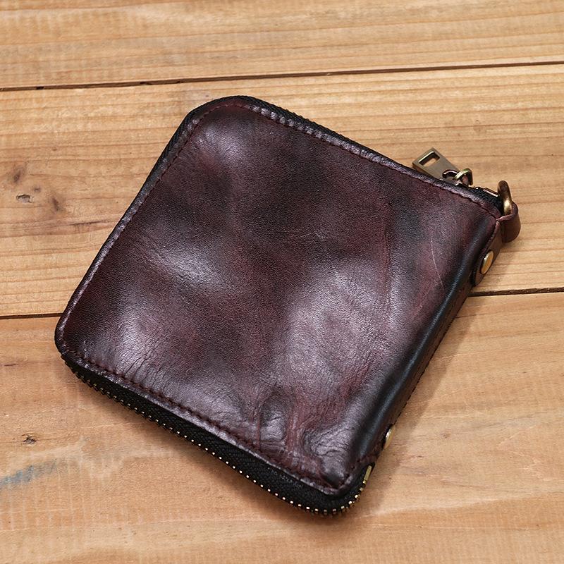 Retro Handmade Genuine Leather Zipper Wallet