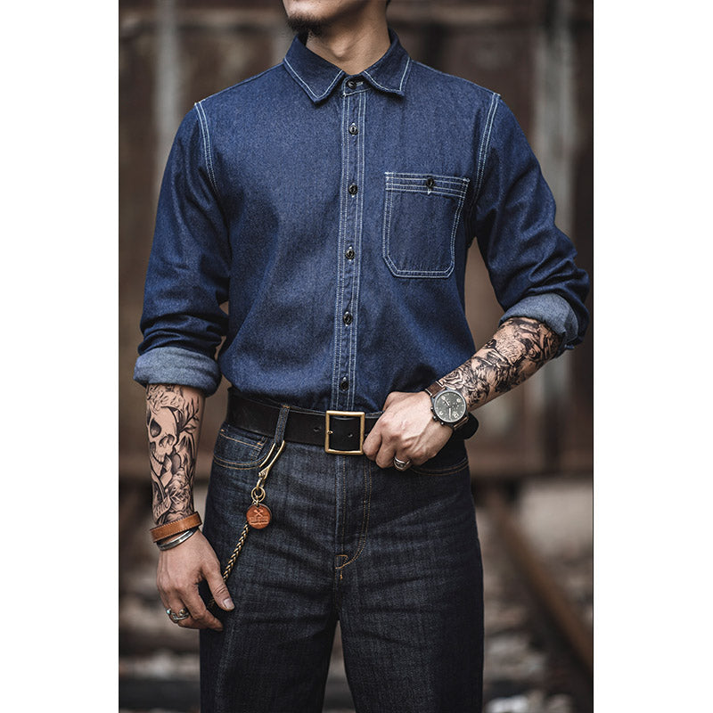 Retro Denim Shirt Long-sleeved Shirt