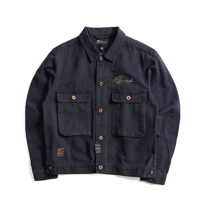 American Retro Washed Distressed Casual Cargo Jacket