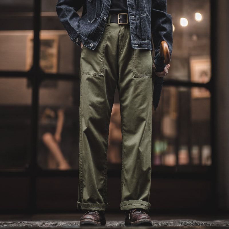 Men's 90s Retro Military Style Loose Casual Trousers