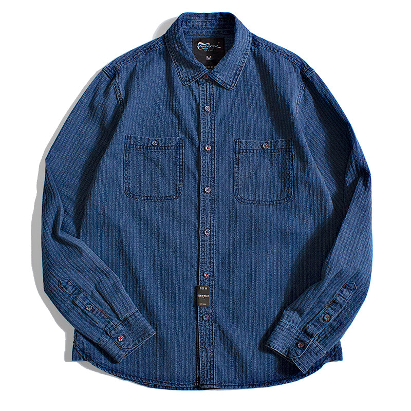 Men's Vintage Distressed Denim Shirt