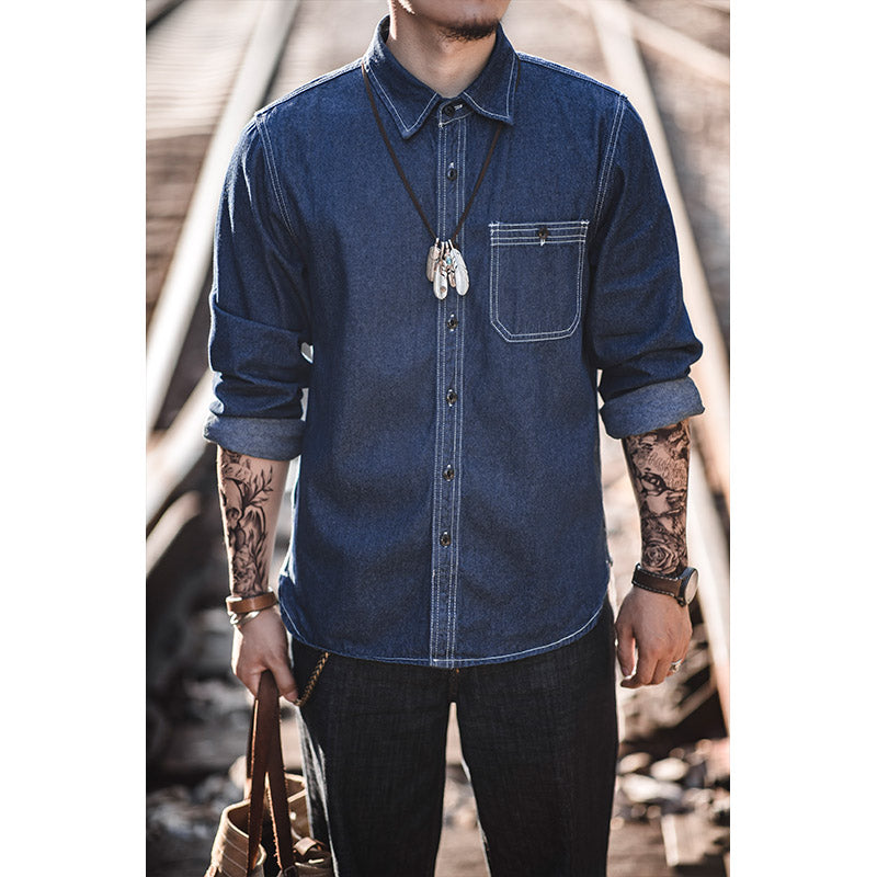 Retro Denim Shirt Long-sleeved Shirt