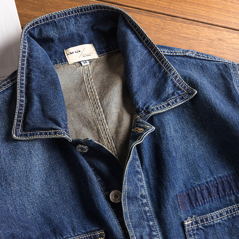Vintage Hip-hop Coveralls Wash Blue Trousers
