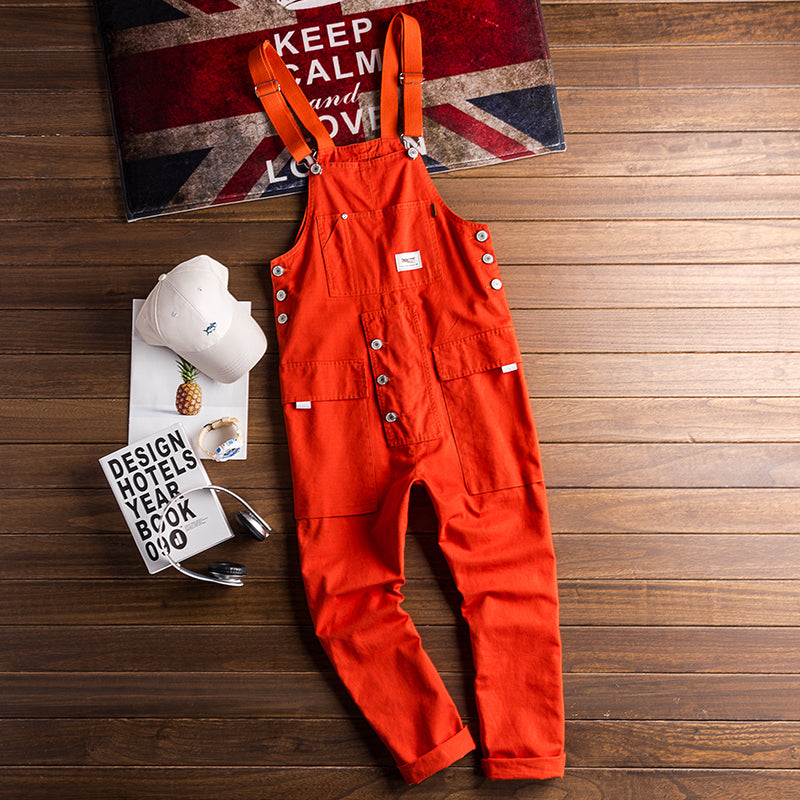 90s Vintage Casual Multi-Pocket Streetwear Jumpsuits Jogger Suspender Cargo Bib Workwear Unisex Overalls