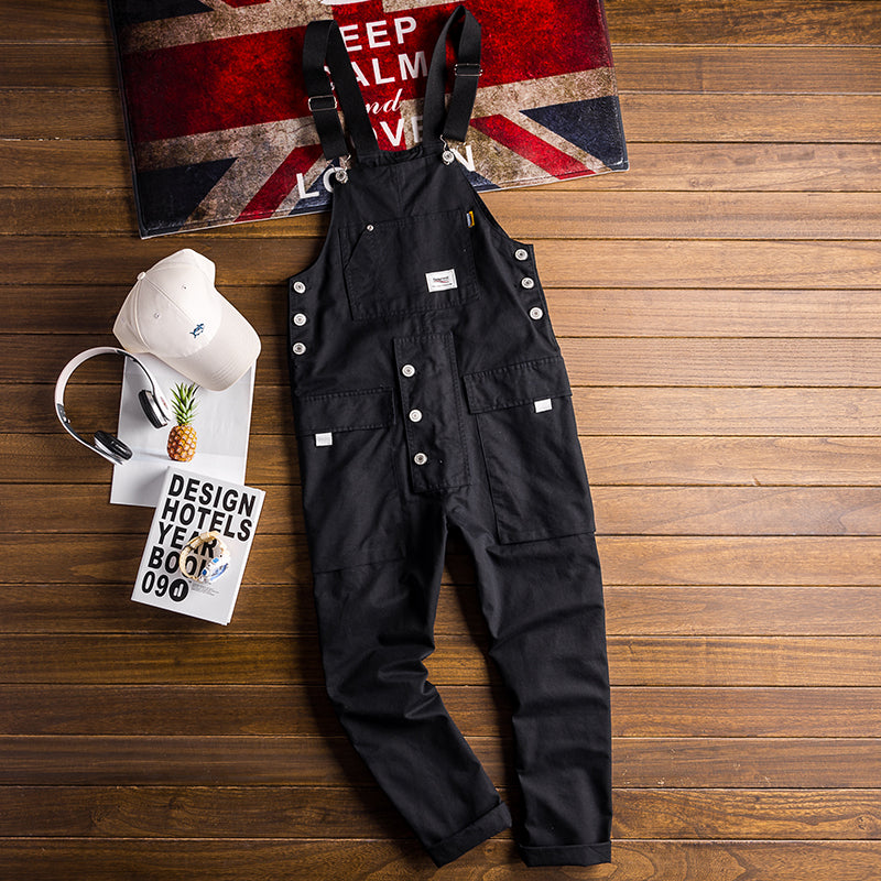 90s Vintage Casual Multi-Pocket Streetwear Jumpsuits Jogger Suspender Cargo Bib Workwear Unisex Overalls