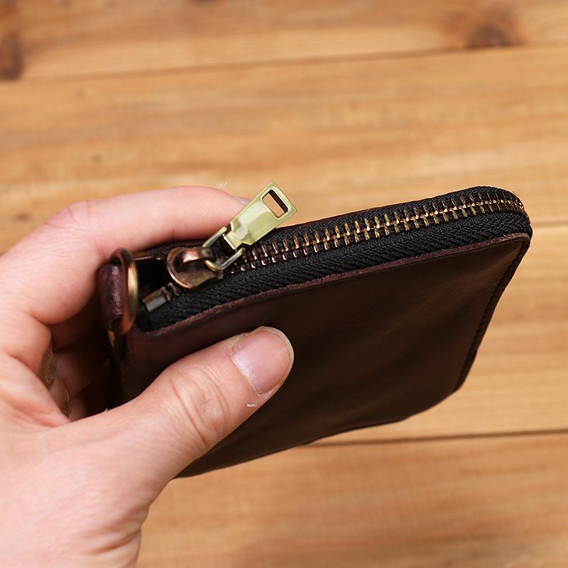 Retro Handmade Genuine Leather Zipper Wallet