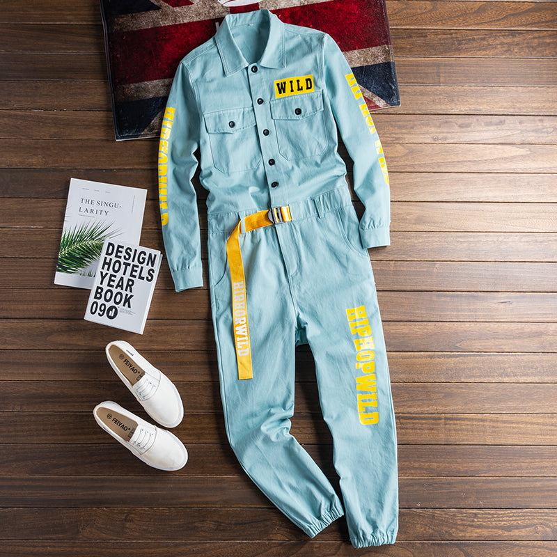 Hip Hop Multi Pocket Workwear Loose Coverall Beam Feet Jogging Cargo Pants Streetwear Overalls Playsuit
