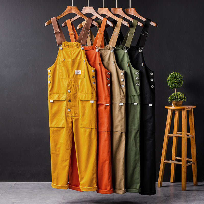 American Casual Multi-Pocket Hiphop Streetwear Jumpsuits Jogger Suspender Cargo Bib Unisex Overalls