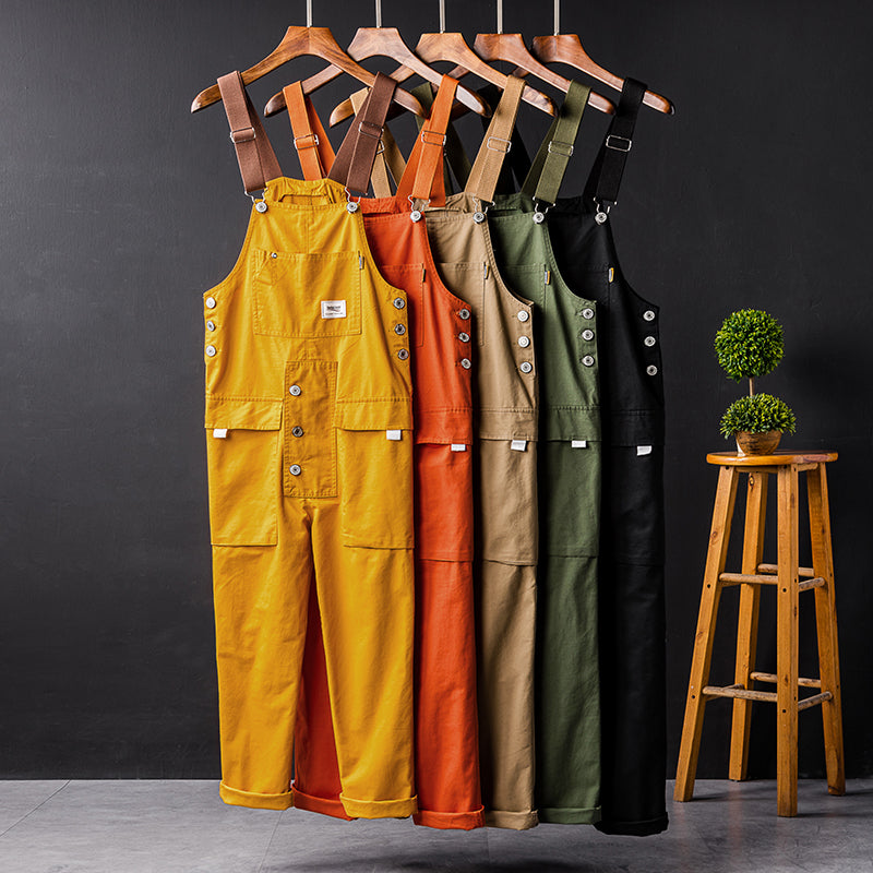 American Casual Multi-Pocket Hiphop Streetwear Jumpsuits Jogger Suspender Cargo Bib Unisex Overalls