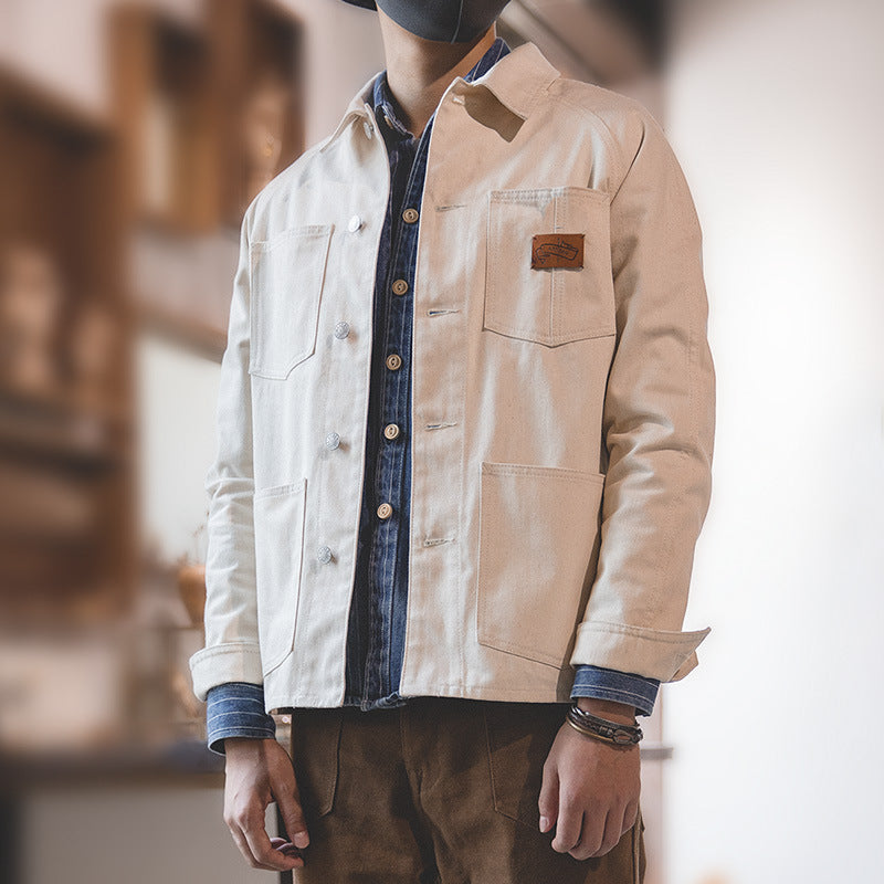 Vintage Big Pocket White Cargo Jacket