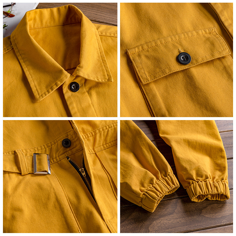 Retro Casual Multi-Pocket Boilersuit Short Sleeve Jumpsuits Workear Coveralls Streetwear Overalls Playsuit
