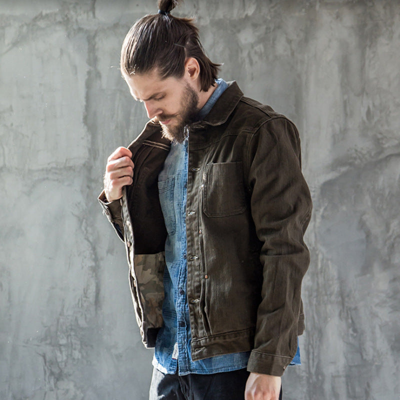 Men's American Retro Canvas Slim Denim Duster Jacket