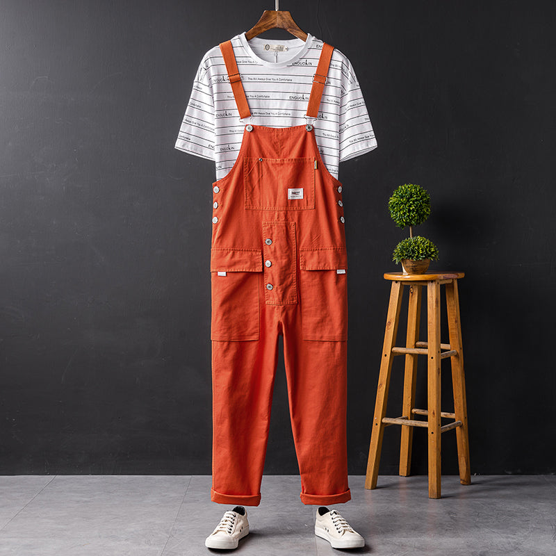 American Casual Multi-Pocket Hiphop Streetwear Jumpsuits Jogger Suspender Cargo Bib Unisex Overalls