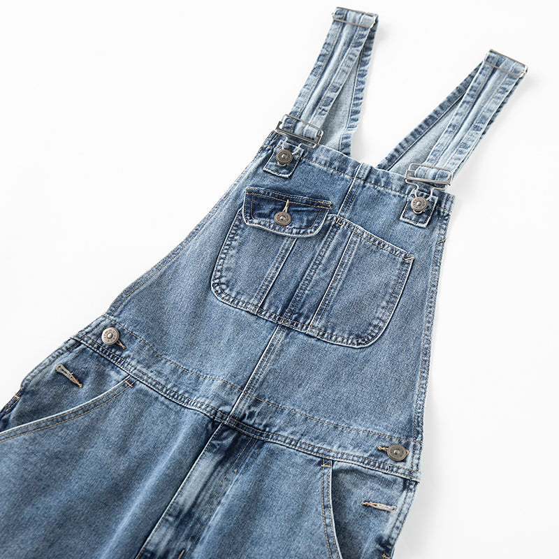 Plus Size 6XL Loose Denim Jumpsuit Distressed Vintage 90s Bib Overalls