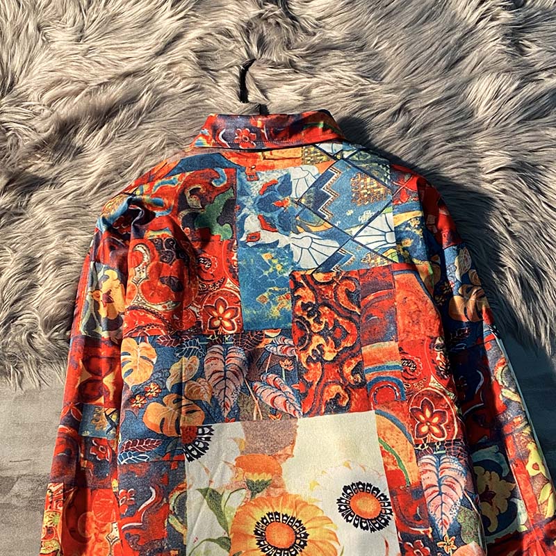 Floral Patterns Hawaiian Graffiti Men's Long Sleeve Shirt