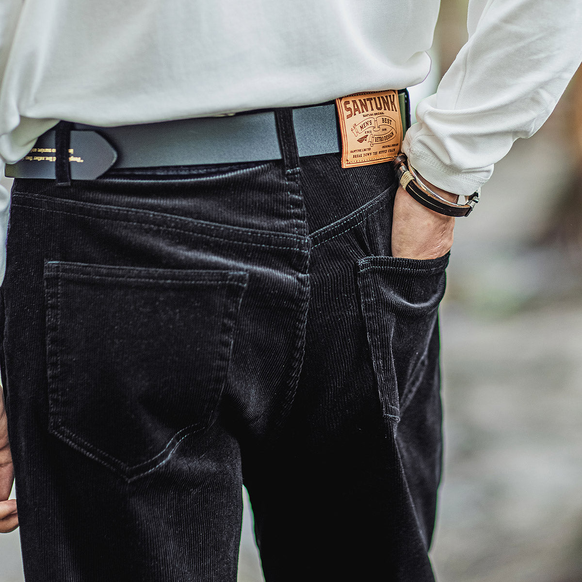 Men's Vintage Straight-leg Loose High Waist Corduroy Pants