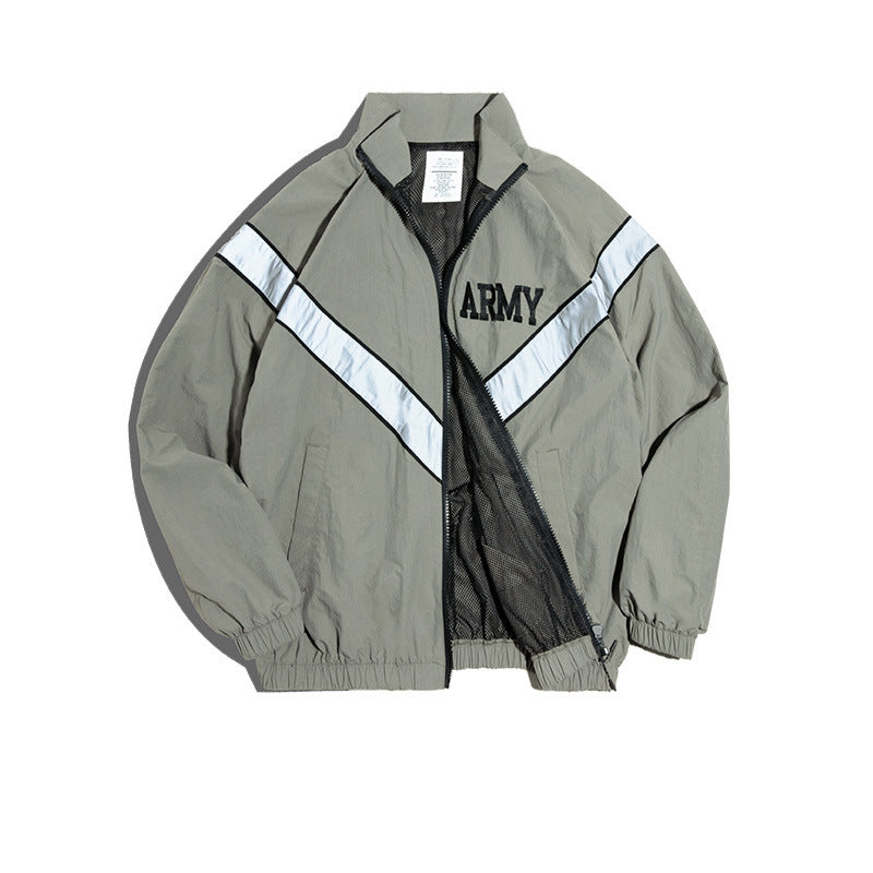Military-style Bomber Jacket Training Suit Reflective Hooded Coat