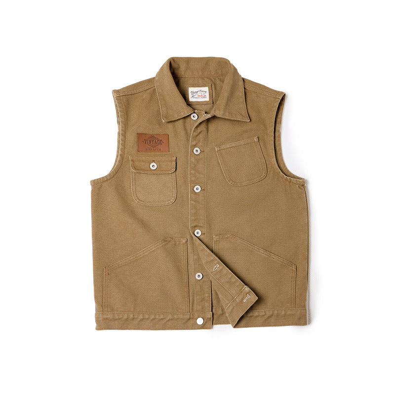 Men's Vintage Slim Single Breasted Multi-pocket Hunting Wool Vest