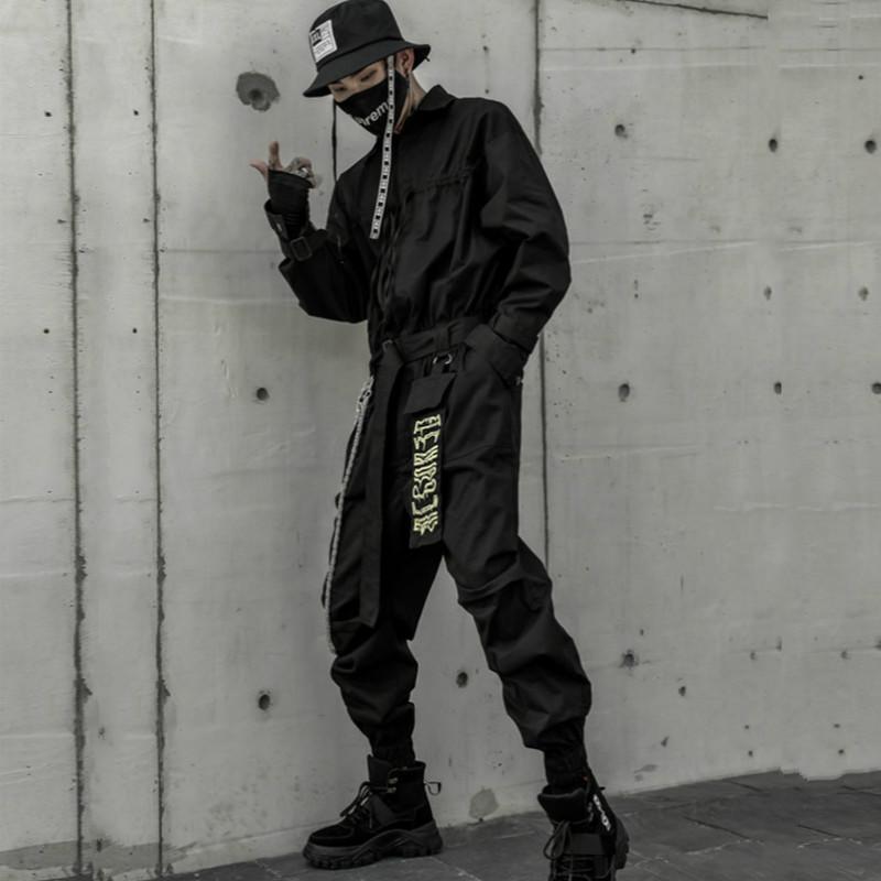 Men Retro Casual Trousers Jumpsuit Long Sleeve Overalls