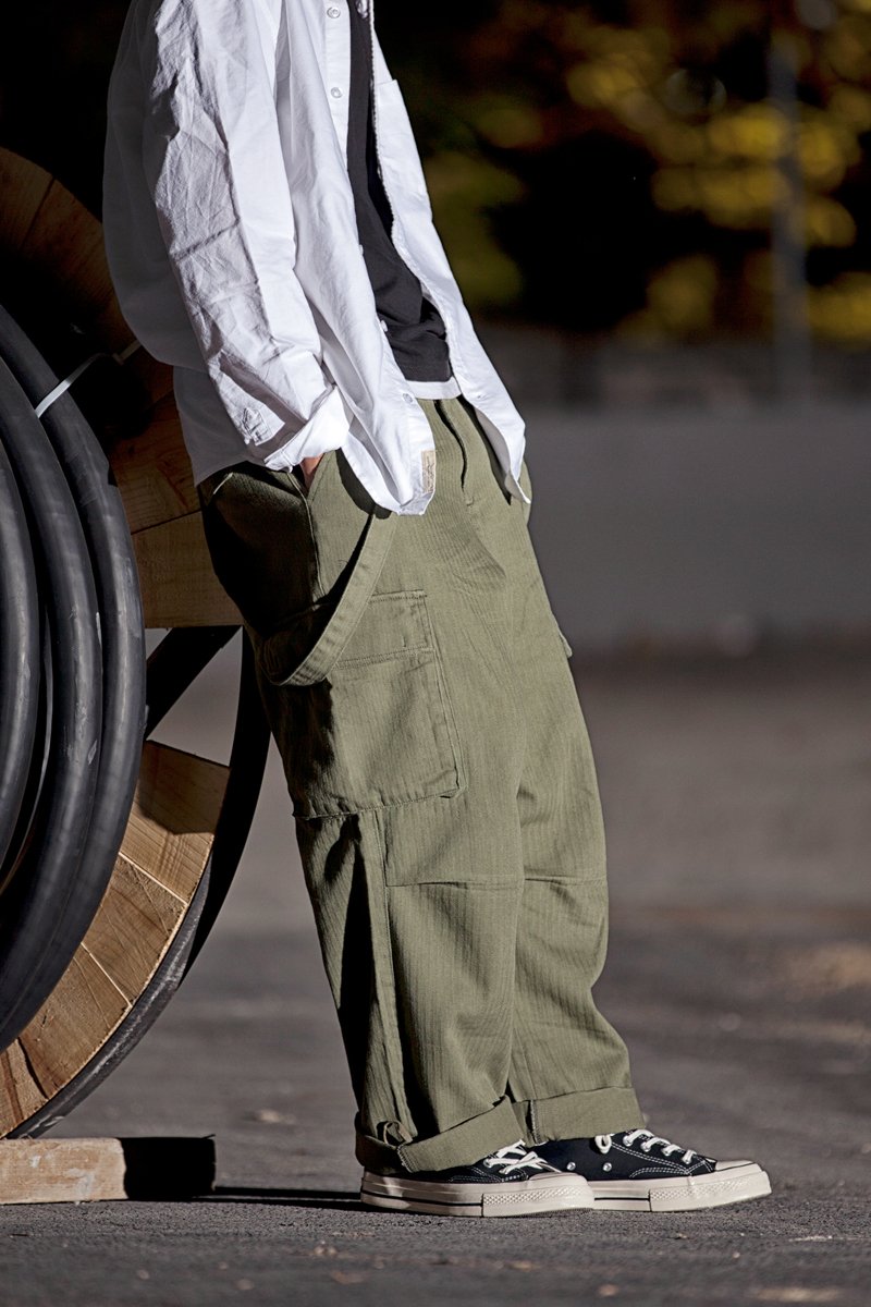 Men's Oversized Suspender Cargo Overalls Distressed Work Jumpsuit