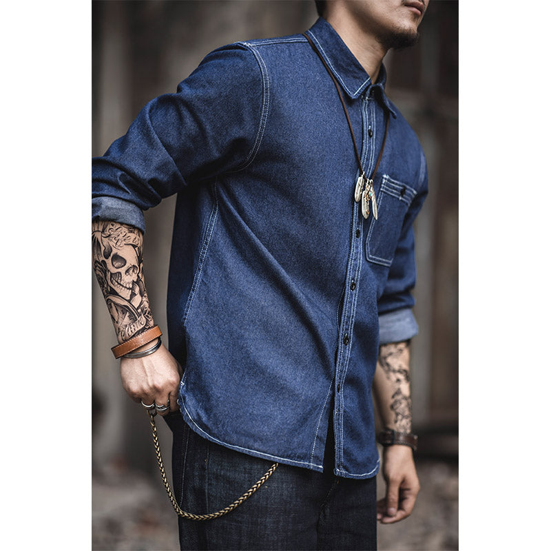 Retro Denim Shirt Long-sleeved Shirt