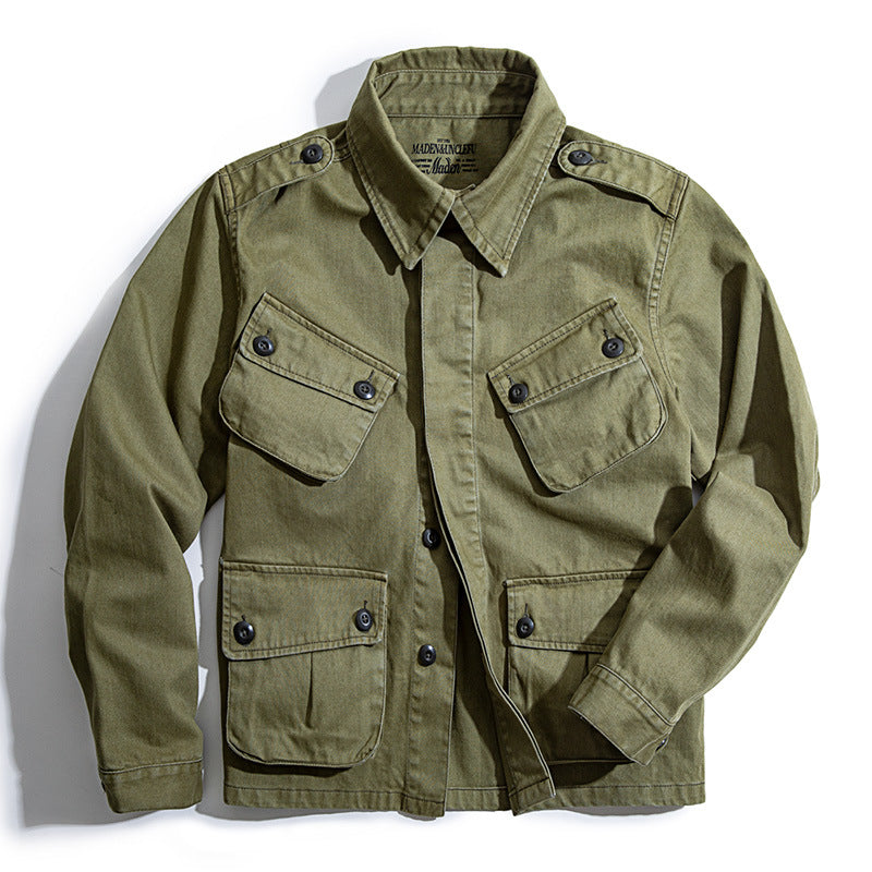 Men's Retro M65 Field Military Style Army Green Cargo Jacket