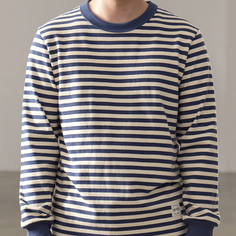 Men's Vintage Autumn Bottom Striped Long Sleeve T-shirt