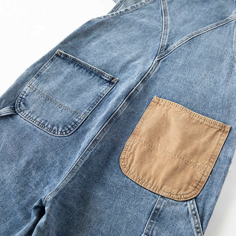 Plus Size 6XL Loose Denim Jumpsuit Distressed Vintage 90s Bib Overalls