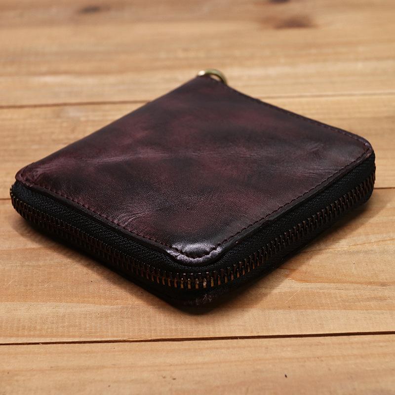 Retro Handmade Genuine Leather Zipper Wallet