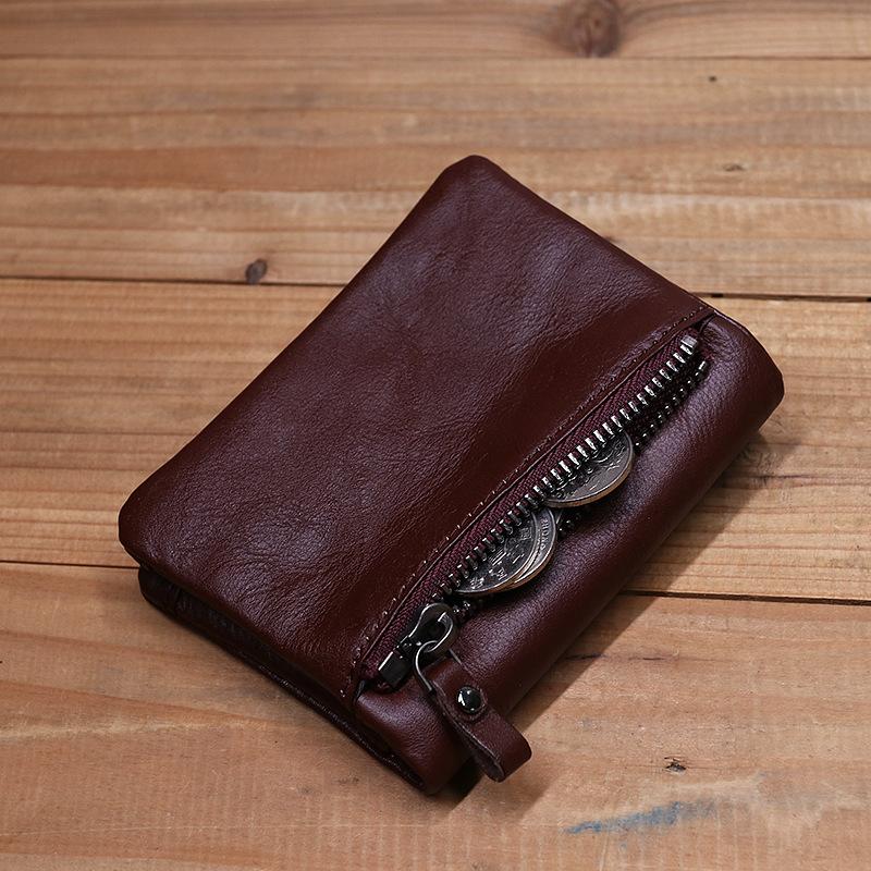 Vintage Genuine Leather Zipper Western Wallet