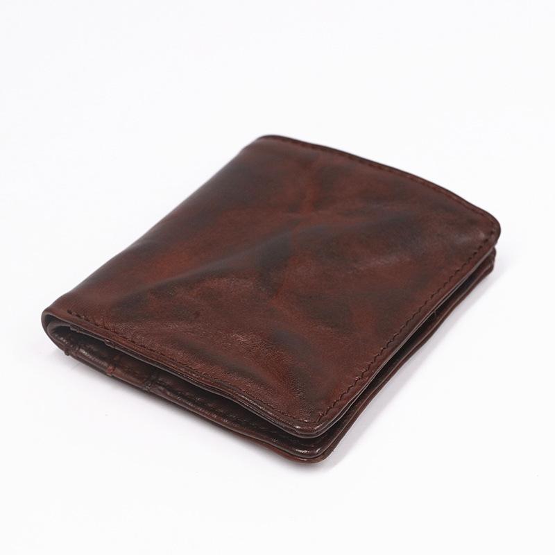 Mens Handmade Distressed Bifold Soft Wallet