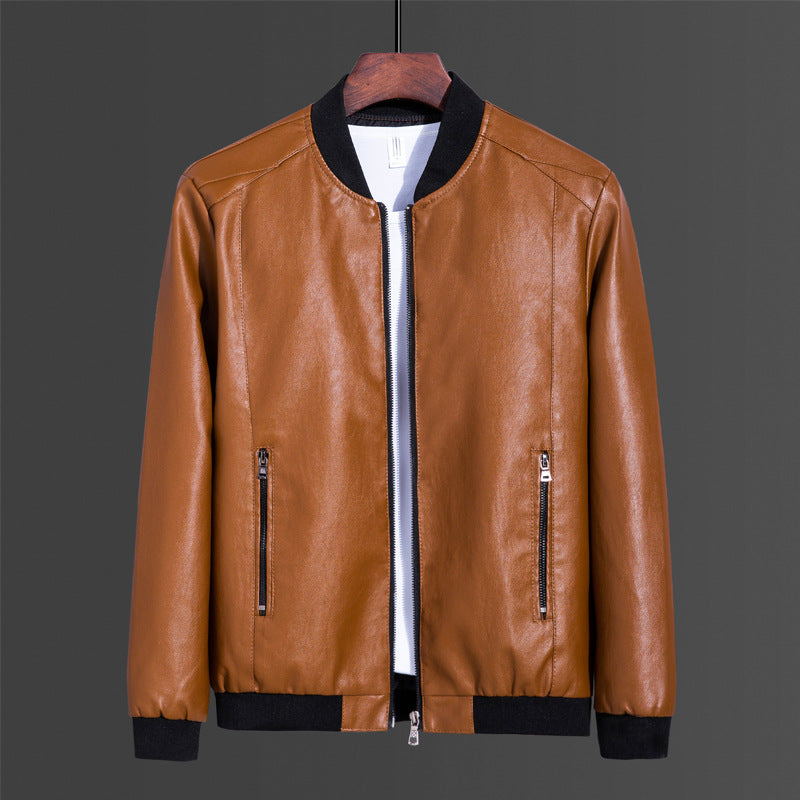 Slim-fit Leather Jacket Plus Size Baseball Uniform Jacket