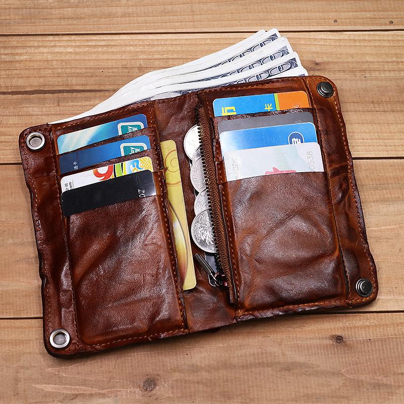 Mens Handmade Distressed Bifold Soft Vintage Western Wallet