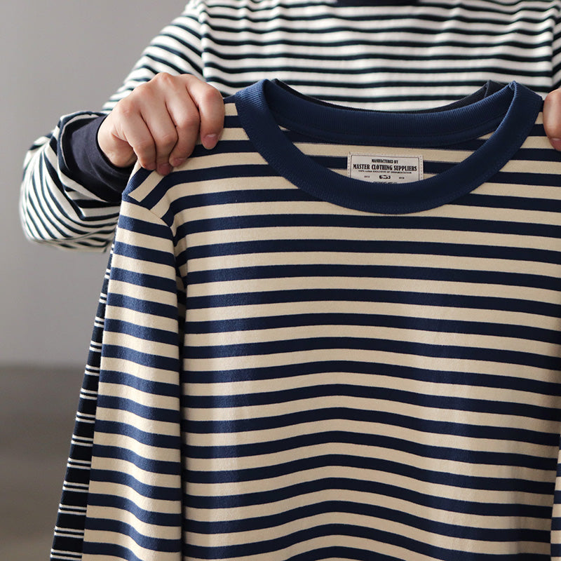 Men's Vintage Autumn Bottom Striped Long Sleeve T-shirt