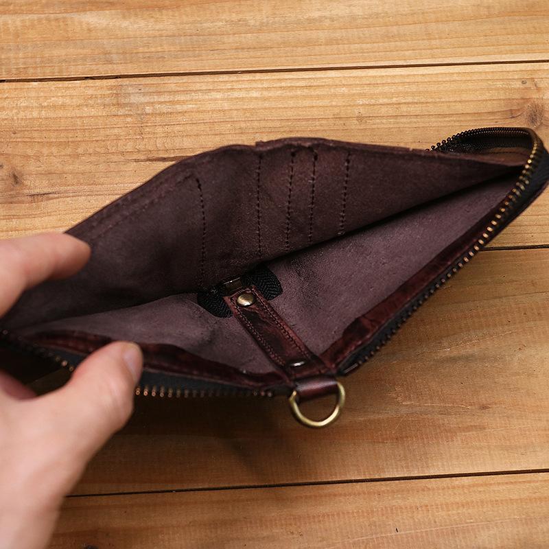 Retro Handmade Genuine Leather Zipper Wallet
