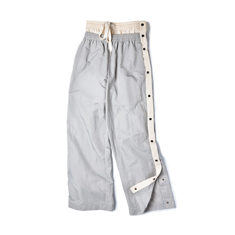 Men's Side Breasted Pants Basketball Training Pants Loose Streetwear Wide Leg Sweatpants