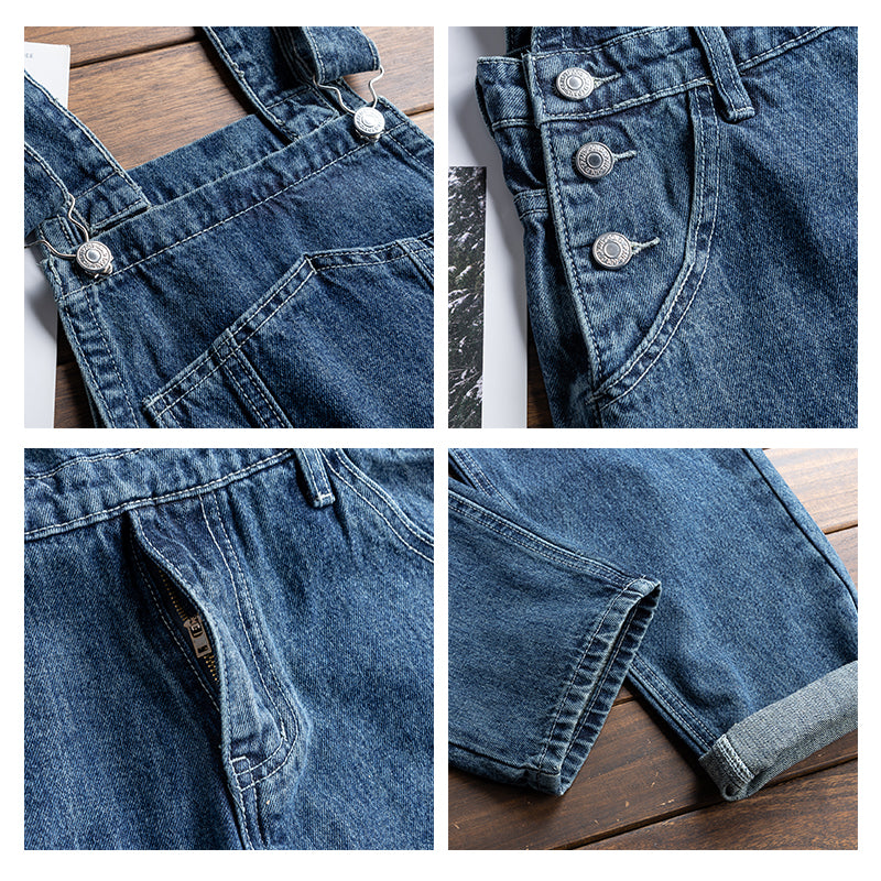 American Retro Straight Denim Jumpsuit Vintage Bib Overalls