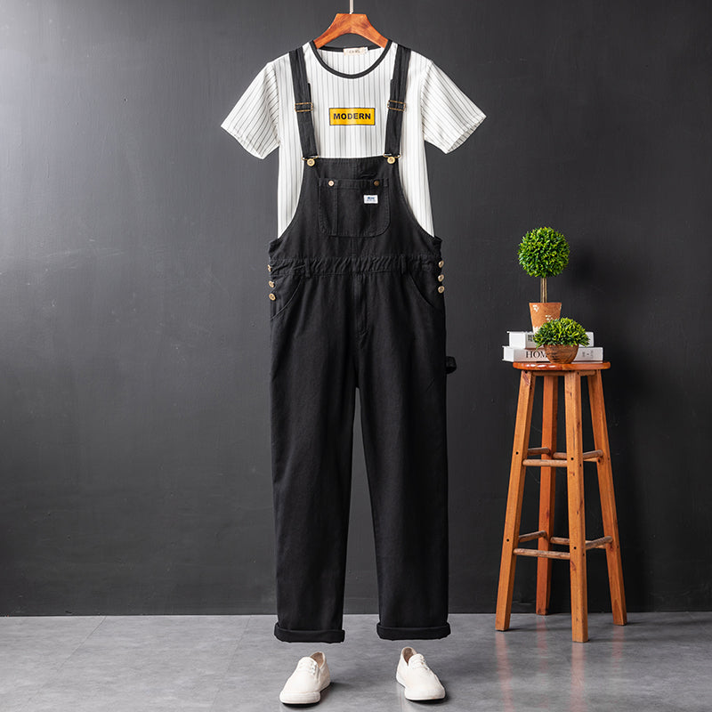 American Vintage Streetwear Loose Bib Overalls Suspender Pants