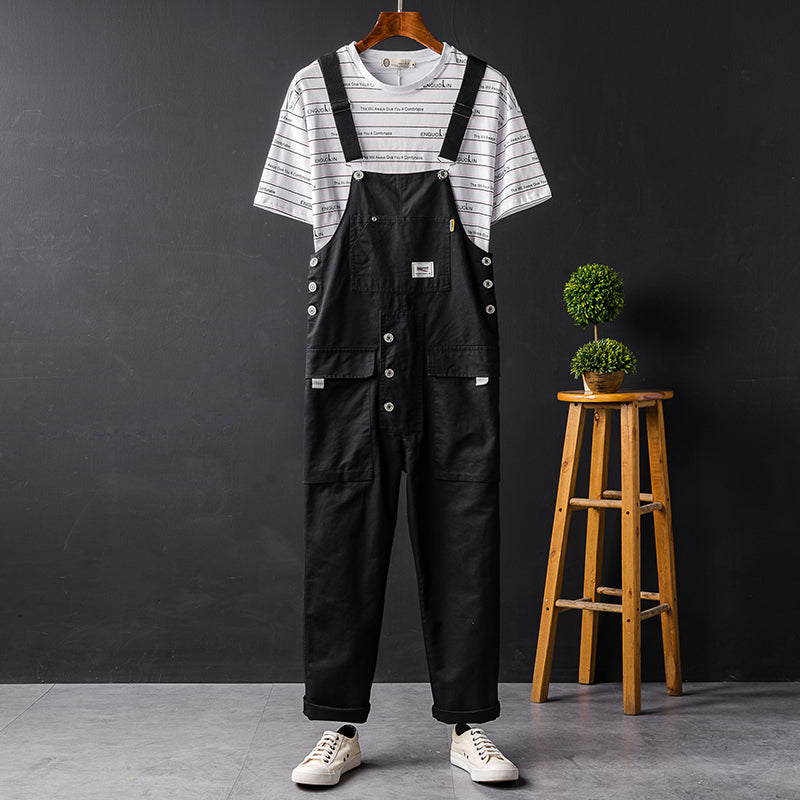 American Casual Multi-Pocket Hiphop Streetwear Jumpsuits Jogger Suspender Cargo Bib Unisex Overalls