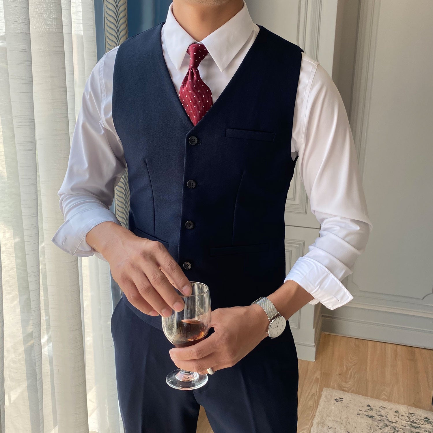Men's Solid Color Slim Wool Suit Vest