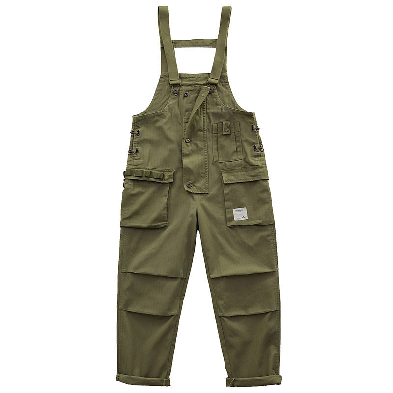 Men Retro style Japanese Suspender Trouser Bib Overalls Loose Fit Cargo Straight